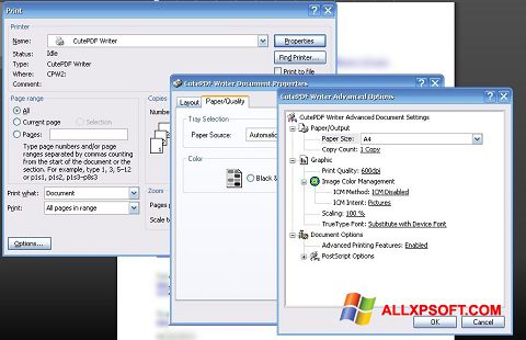 Captura de pantalla CutePDF Writer para Windows XP