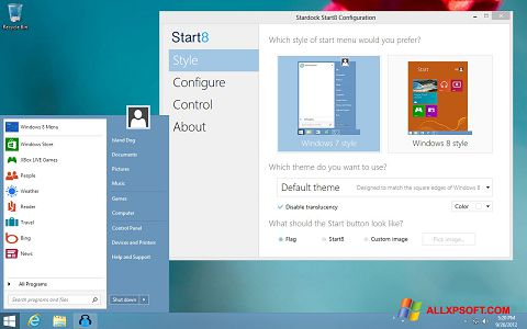 Captura de pantalla Start8 para Windows XP