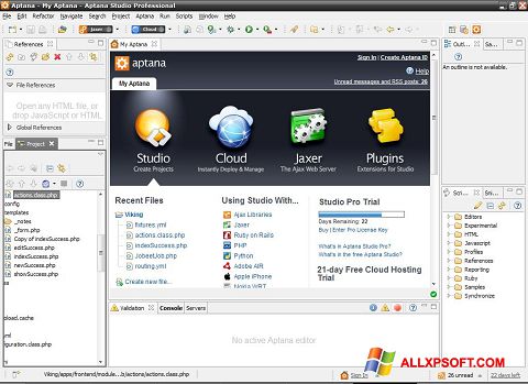 Captura de pantalla Aptana Studio para Windows XP