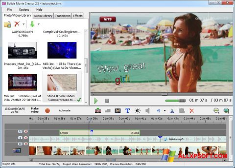 Captura de pantalla Bolide Movie Creator para Windows XP