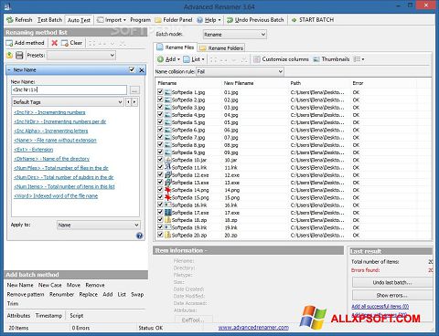 Captura de pantalla ReNamer para Windows XP