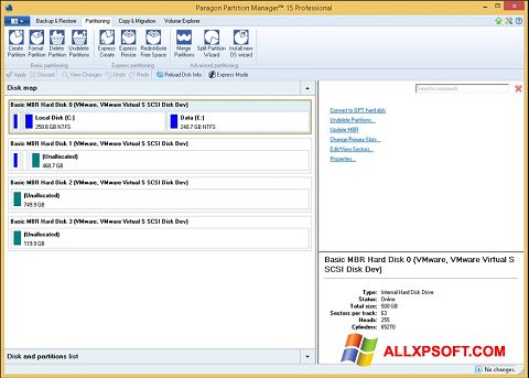 Captura de pantalla Paragon Partition Manager para Windows XP
