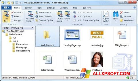 Captura de pantalla WinZip para Windows XP