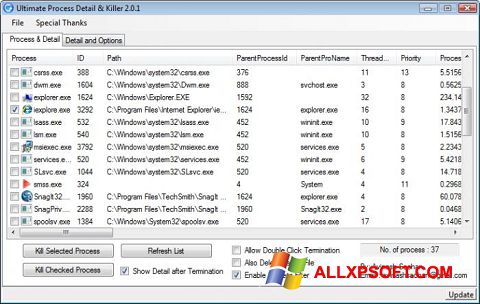 Captura de pantalla Process Killer para Windows XP