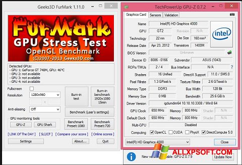 Captura de pantalla FurMark para Windows XP