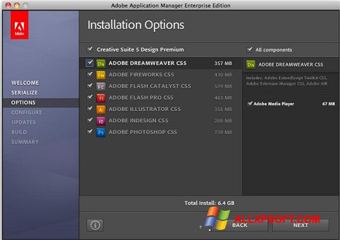 Captura de pantalla Adobe Application Manager para Windows XP