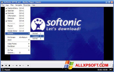 Captura de pantalla Media Player Classic para Windows XP