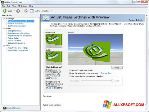 Captura de pantalla NVIDIA ForceWare para Windows XP