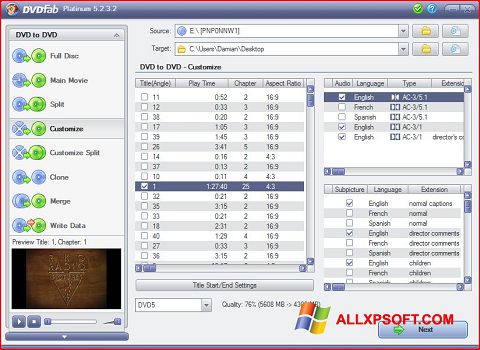 Captura de pantalla DVDFab para Windows XP