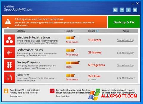 Captura de pantalla SpeedUpMyPC para Windows XP