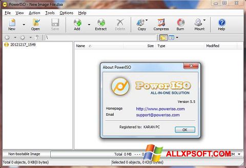 Captura de pantalla PowerISO para Windows XP