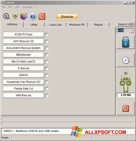 Captura de pantalla SARDU para Windows XP