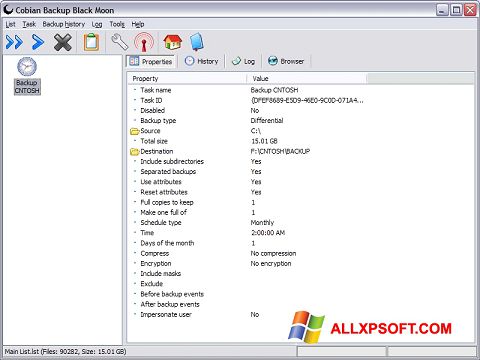 Captura de pantalla Cobian Backup para Windows XP