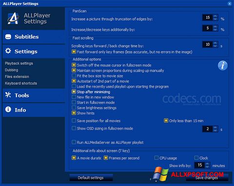 Captura de pantalla ALLPlayer para Windows XP