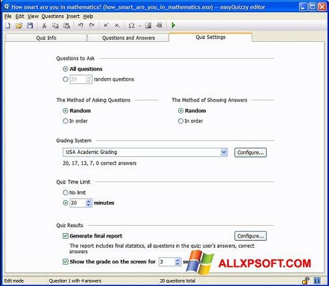 Captura de pantalla easyQuizzy para Windows XP