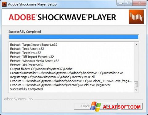 Captura de pantalla Shockwave Player para Windows XP