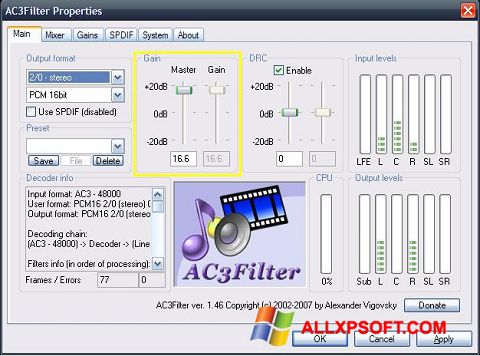 Captura de pantalla AC3Filter para Windows XP