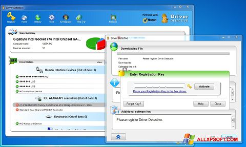 Captura de pantalla Driver Detective para Windows XP