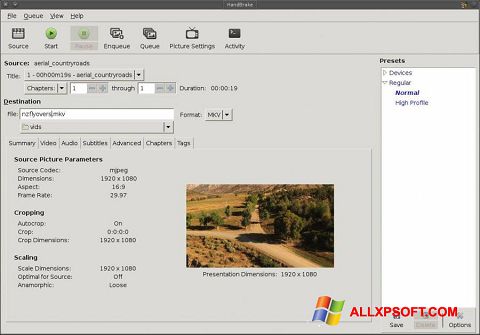 Captura de pantalla HandBrake para Windows XP