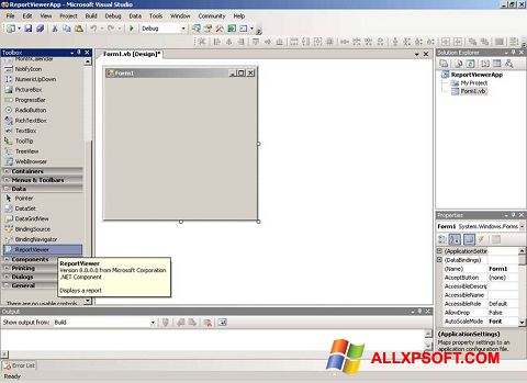 Captura de pantalla Microsoft Visual Studio para Windows XP