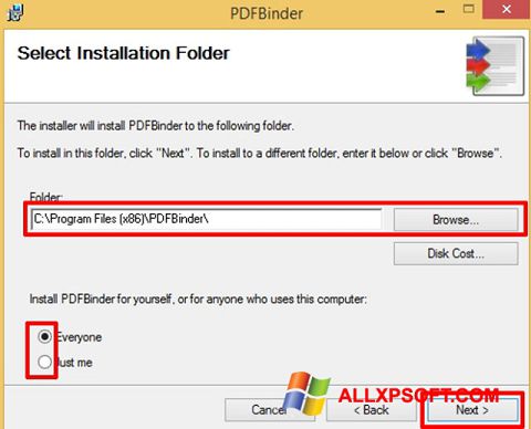 Captura de pantalla PDFBinder para Windows XP
