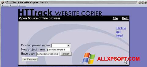 Captura de pantalla HTTrack Website Copier para Windows XP