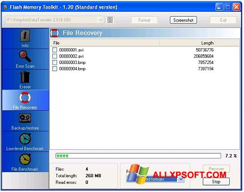 Captura de pantalla Flash Memory Toolkit para Windows XP