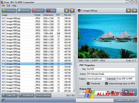 Captura de pantalla JPG to PDF Converter para Windows XP