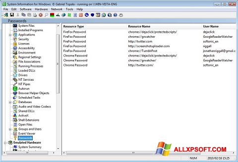 Captura de pantalla SIW para Windows XP