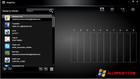 Captura de pantalla HP SimplePass para Windows XP