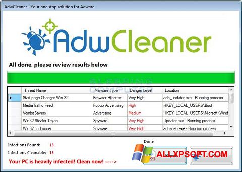 Captura de pantalla AdwCleaner para Windows XP