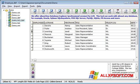 Captura de pantalla DBF Viewer para Windows XP