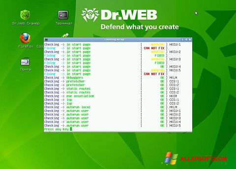 Captura de pantalla Dr.Web LiveCD para Windows XP