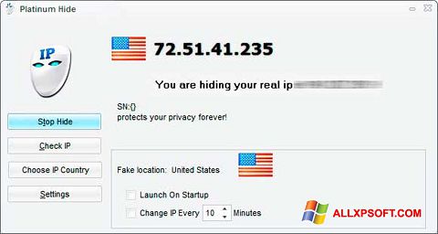 Captura de pantalla Hide IP Platinum para Windows XP
