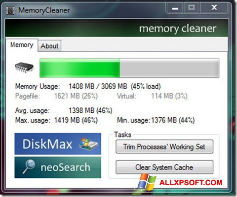 Captura de pantalla Memory Cleaner para Windows XP