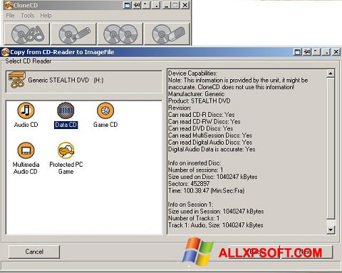 Captura de pantalla CloneCD para Windows XP