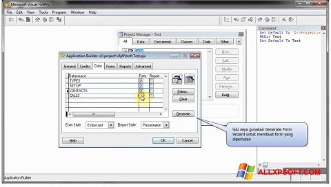 Captura de pantalla Microsoft Visual FoxPro para Windows XP