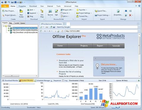 Captura de pantalla Offline Explorer para Windows XP