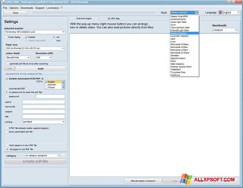 Captura de pantalla Scan2PDF para Windows XP