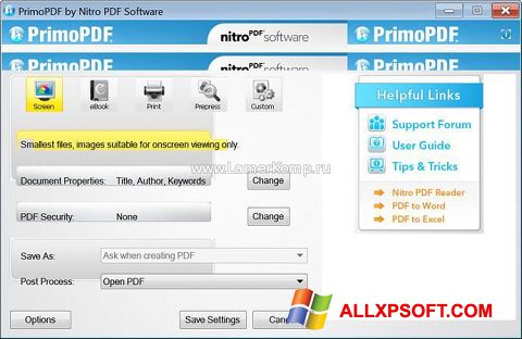 Captura de pantalla PrimoPDF para Windows XP