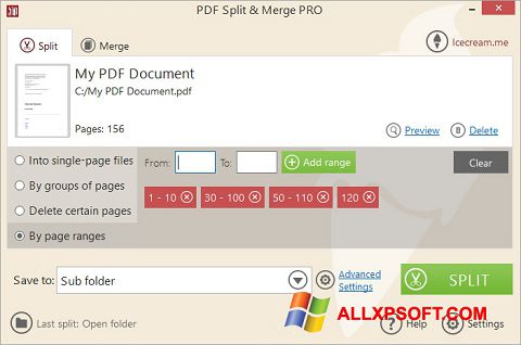 Captura de pantalla PDF Split and Merge para Windows XP