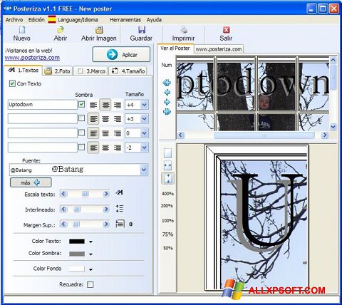 Captura de pantalla Posteriza para Windows XP
