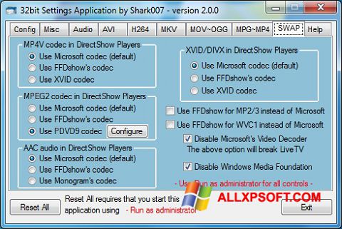 Captura de pantalla ADVANCED Codecs para Windows XP