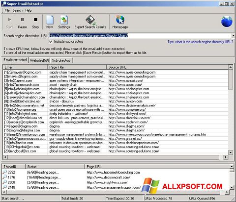 Captura de pantalla eMail Extractor para Windows XP