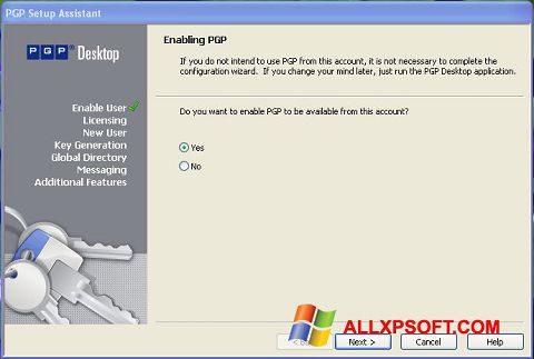 Captura de pantalla PGP Desktop para Windows XP