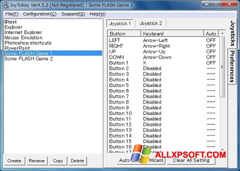 Captura de pantalla JoyToKey para Windows XP