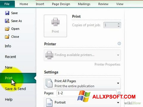 Captura de pantalla Microsoft Publisher para Windows XP