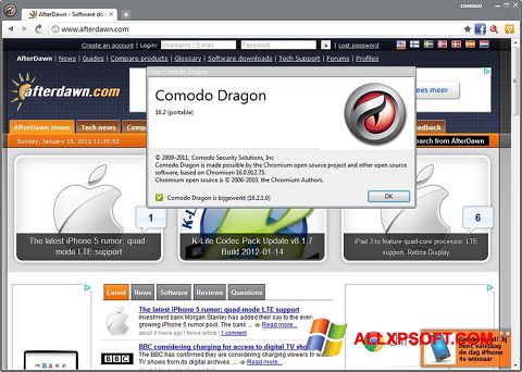 Captura de pantalla Comodo Dragon para Windows XP