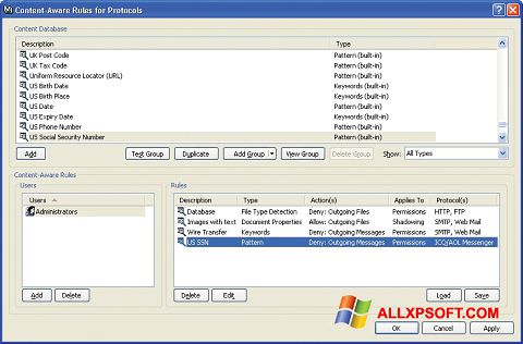Captura de pantalla DeviceLock para Windows XP