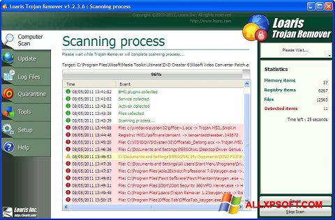Captura de pantalla Trojan Remover para Windows XP